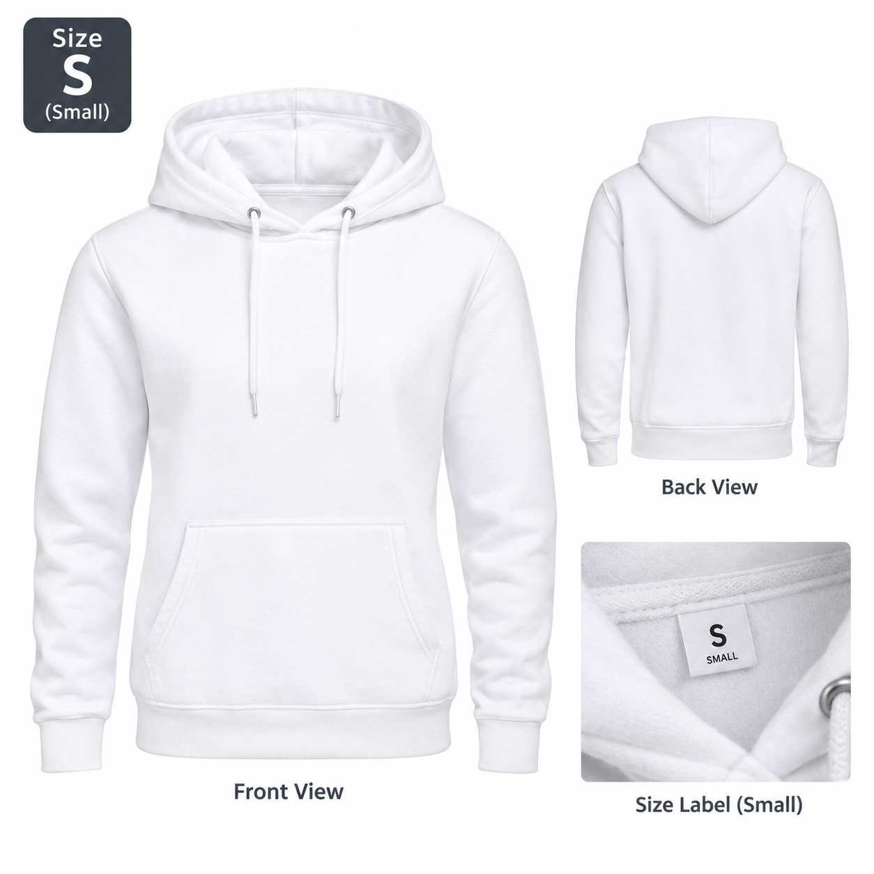 White Colour Hoodie, Premium quality cotton